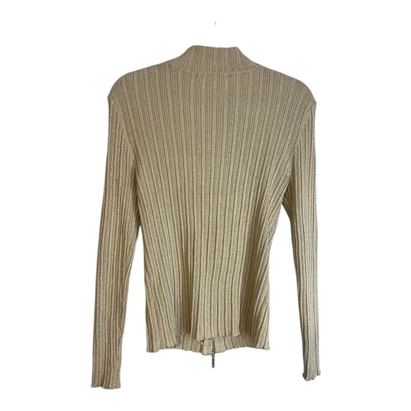 Belldini Beige Ribbed Sparkley Sweater with Zipper - Picture 4 of 5